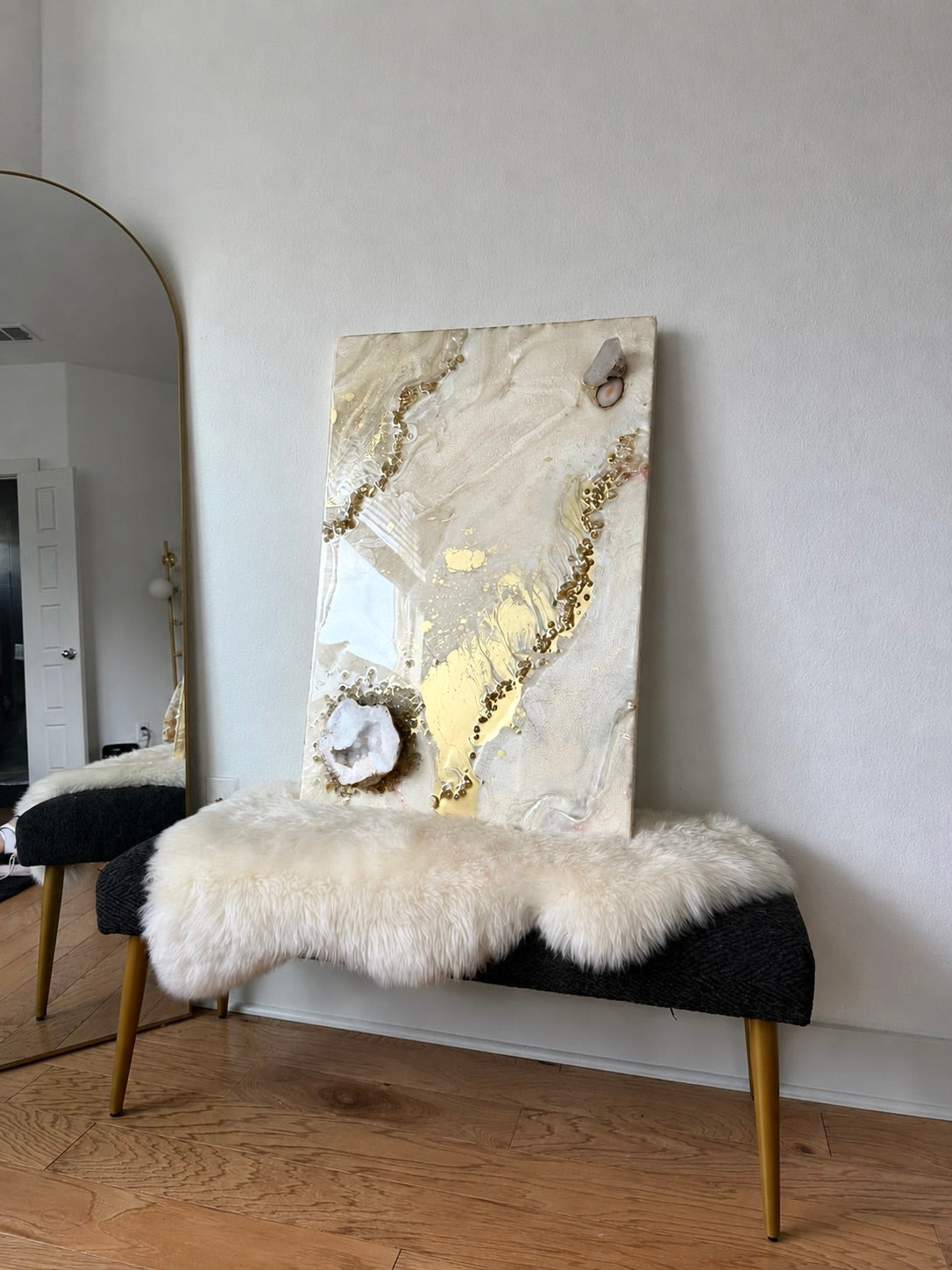 Asteria | 24" x 36" Luxury Crystal & Geode Resin Wall Art