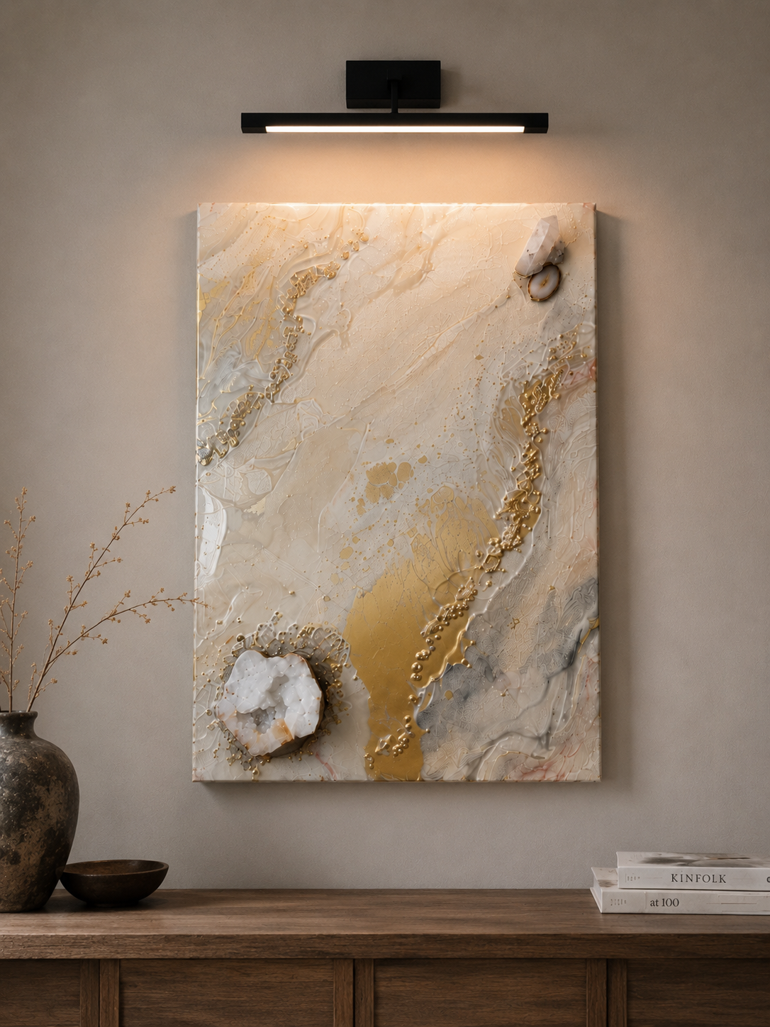 Asteria | 24" x 36" Luxury Crystal & Geode Resin Wall Art