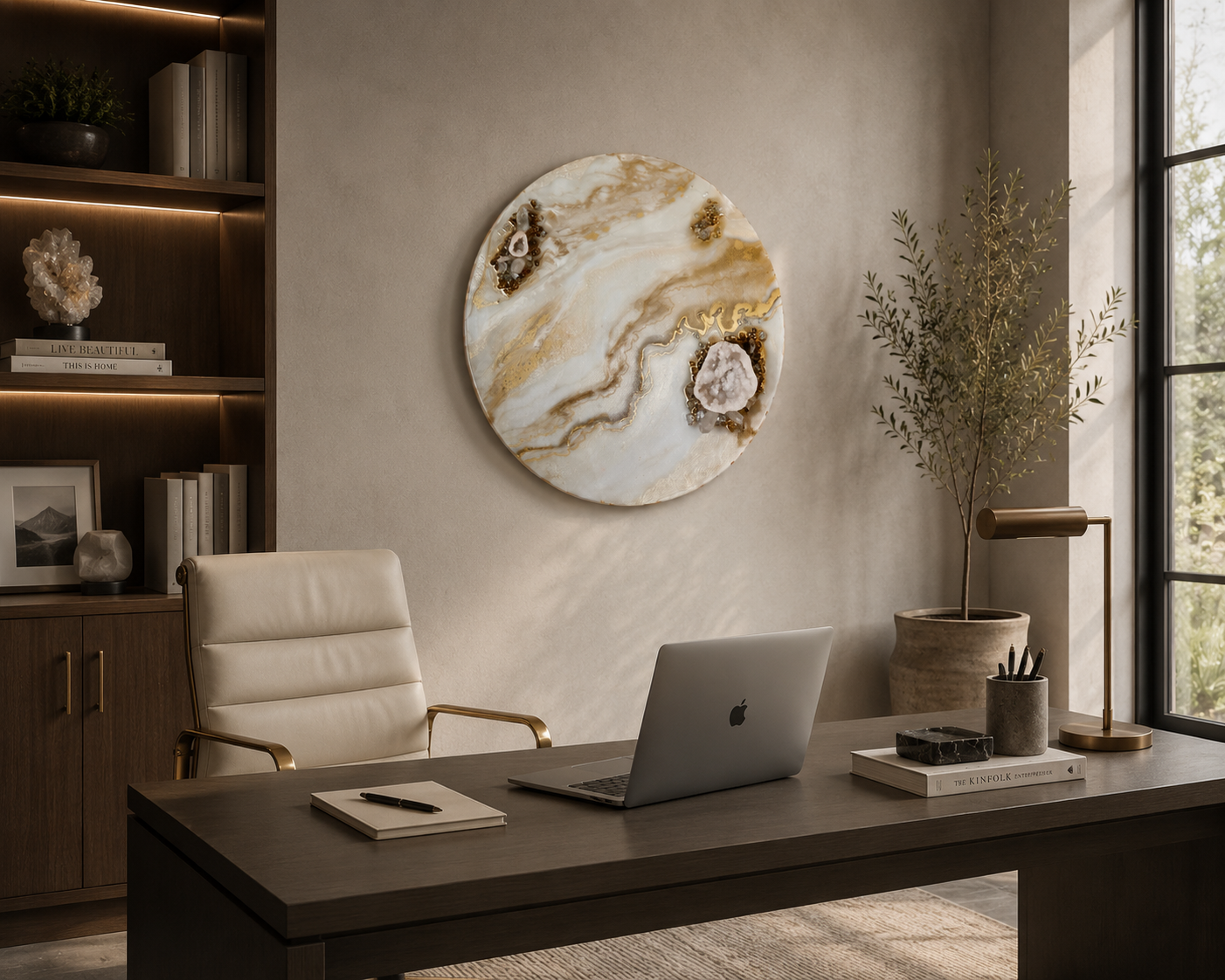 Helios (ήλιος) | 24" Gold Geode Crystal Resin Wall Art