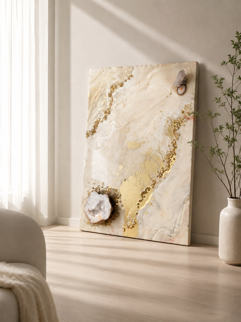 Asteria | 24" x 36" Luxury Crystal & Geode Resin Wall Art