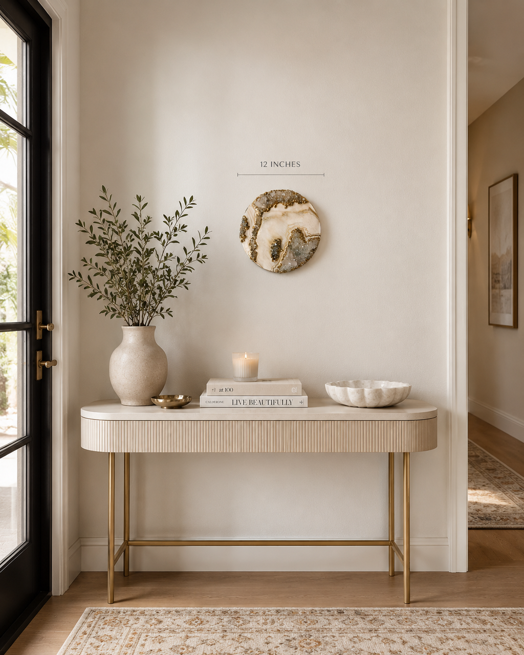Golden Crystal Mini | 12" Quartz Crystal Resin Wall Art Inspired by Golden Hour Light