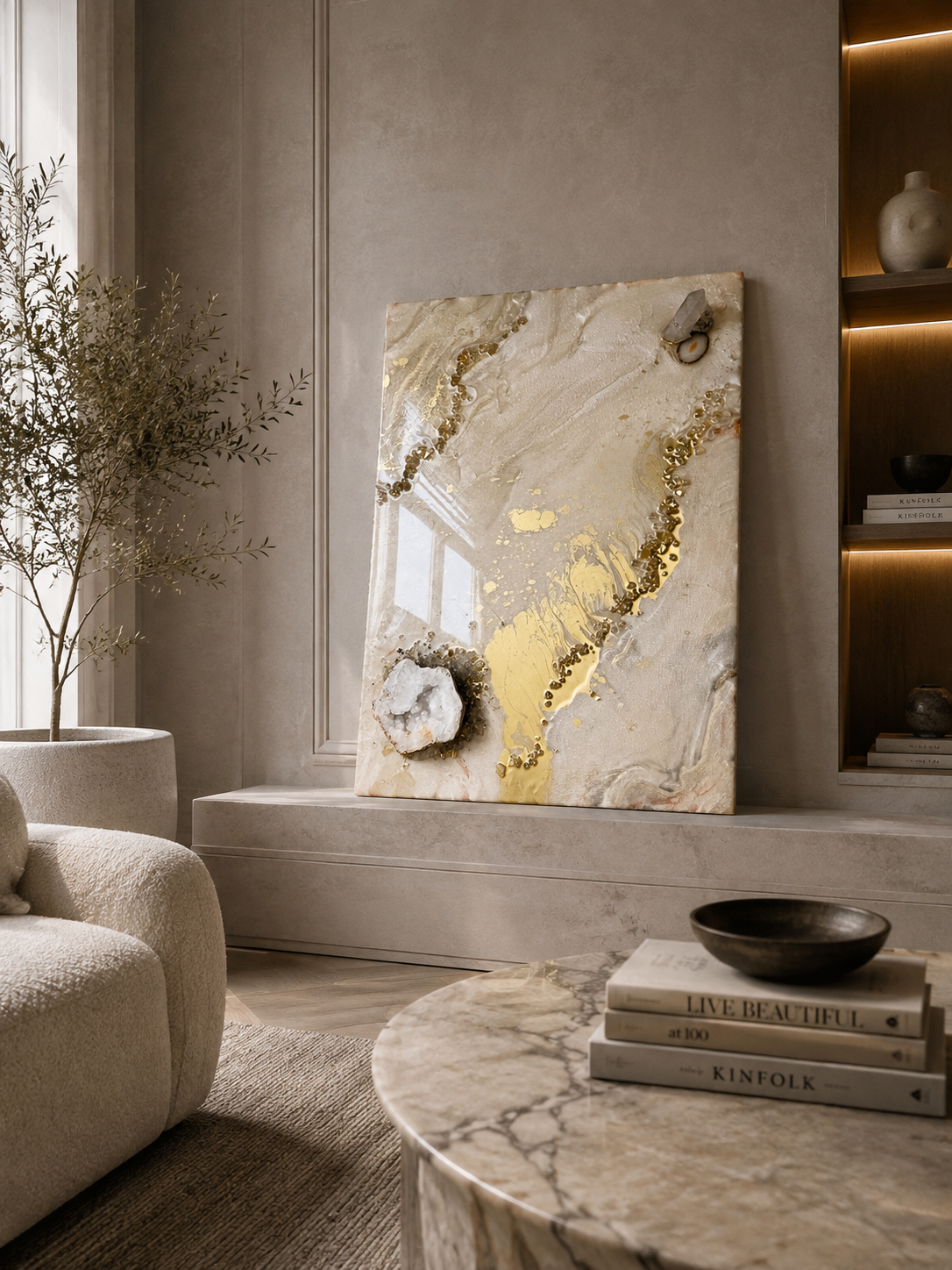 Asteria | 24" x 36" Luxury Crystal & Geode Resin Wall Art