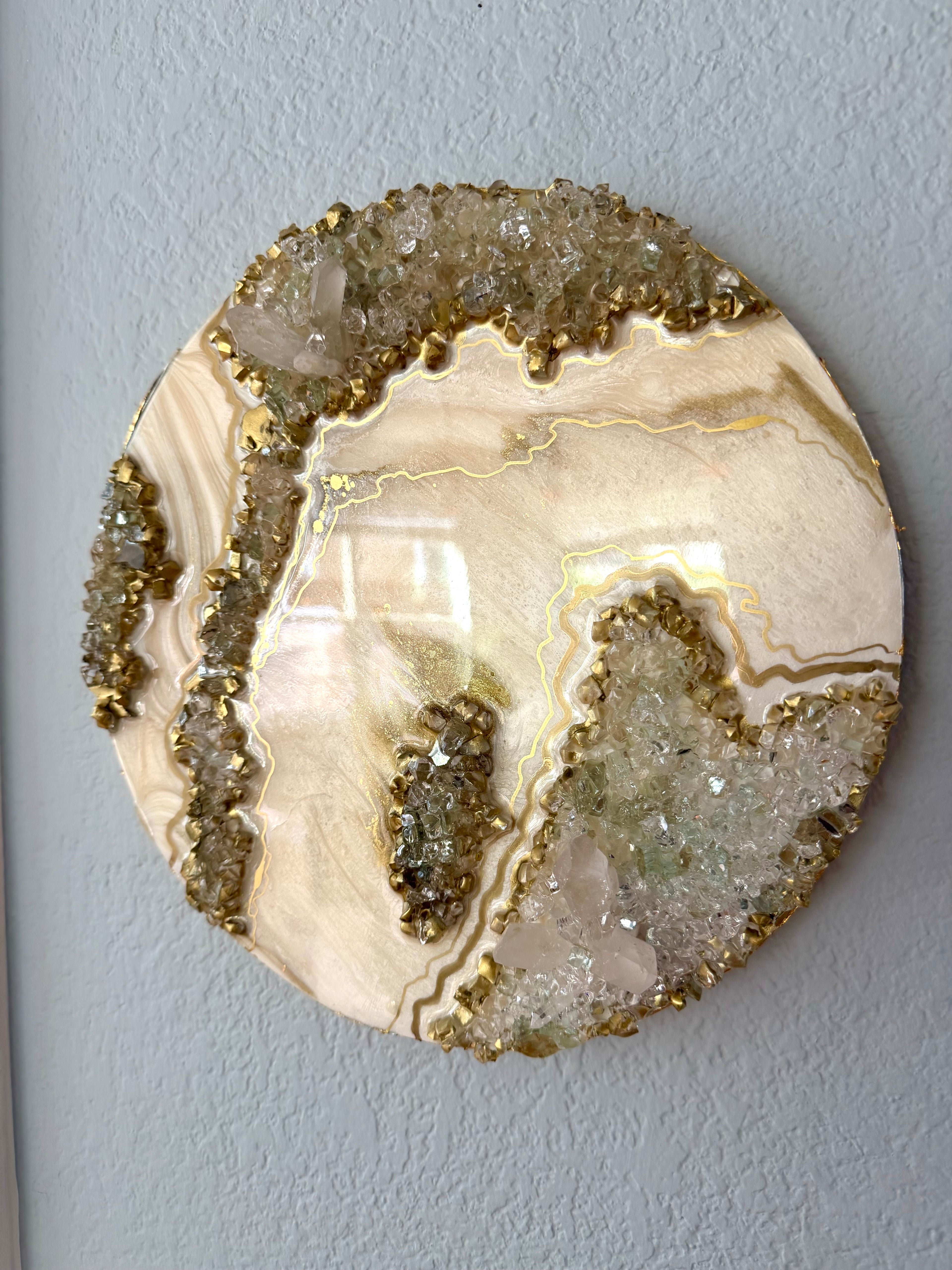 Golden Crystal Mini | 12" Quartz Crystal Resin Wall Art Inspired by Golden Hour Light