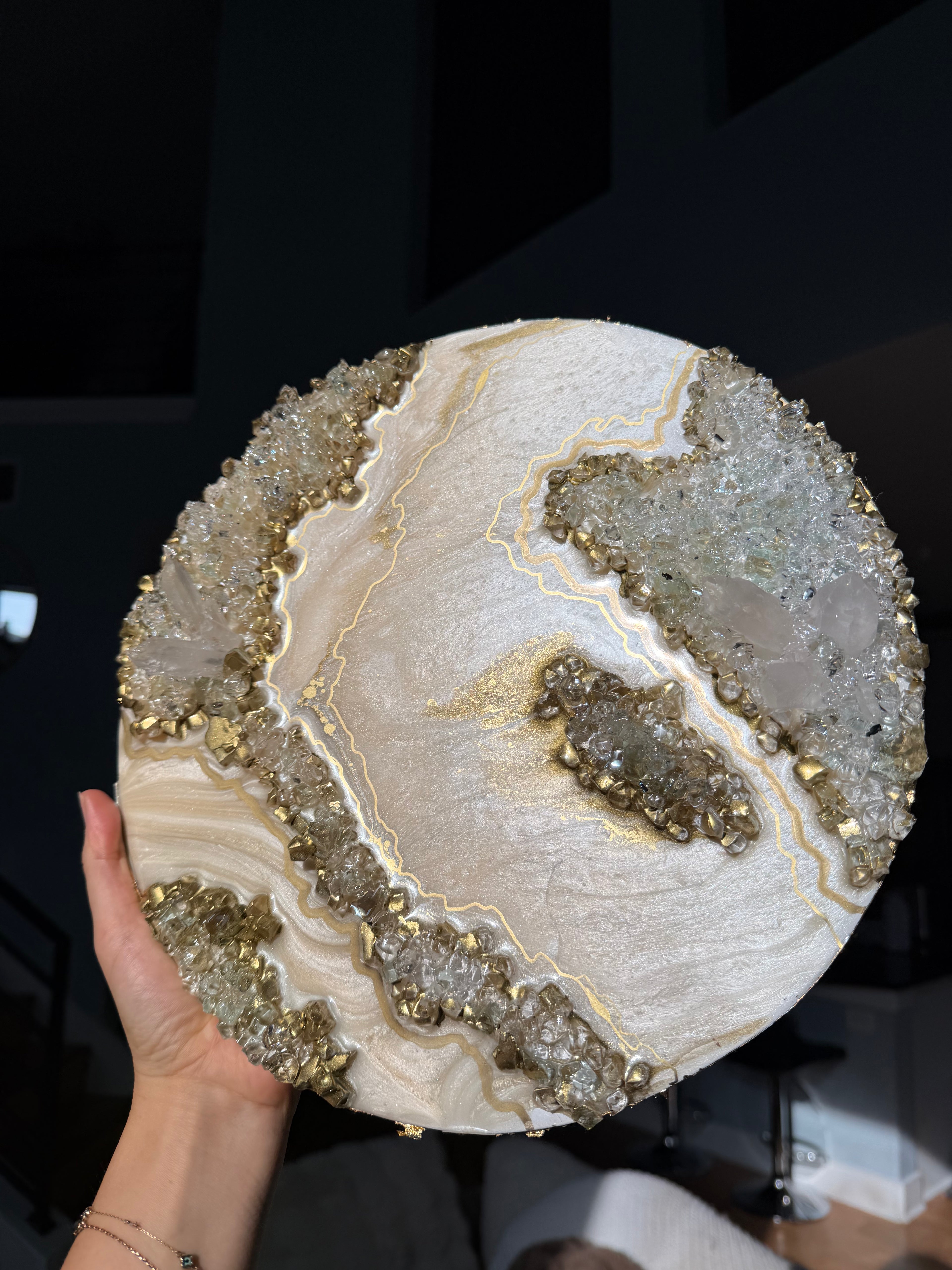 Golden Crystal Mini | 12" Quartz Crystal Resin Wall Art Inspired by Golden Hour Light