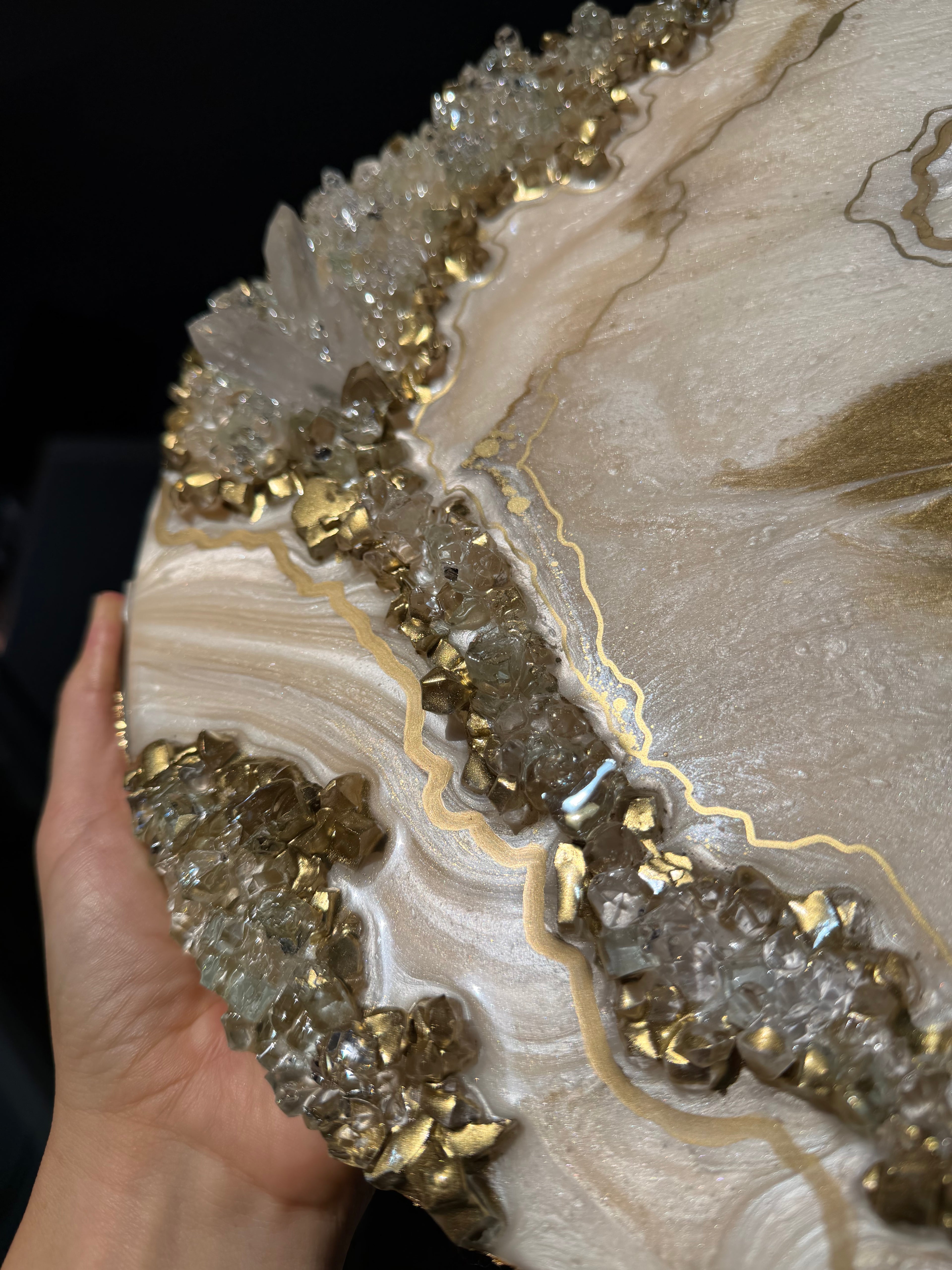 Golden Crystal Mini | 12" Quartz Crystal Resin Wall Art Inspired by Golden Hour Light