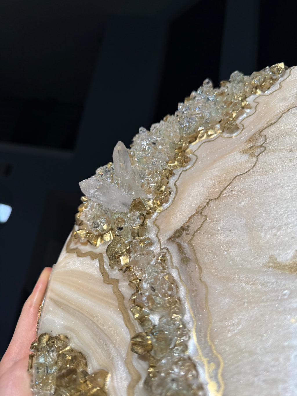 Golden Crystal Mini | 12" Quartz Crystal Resin Wall Art Inspired by Golden Hour Light