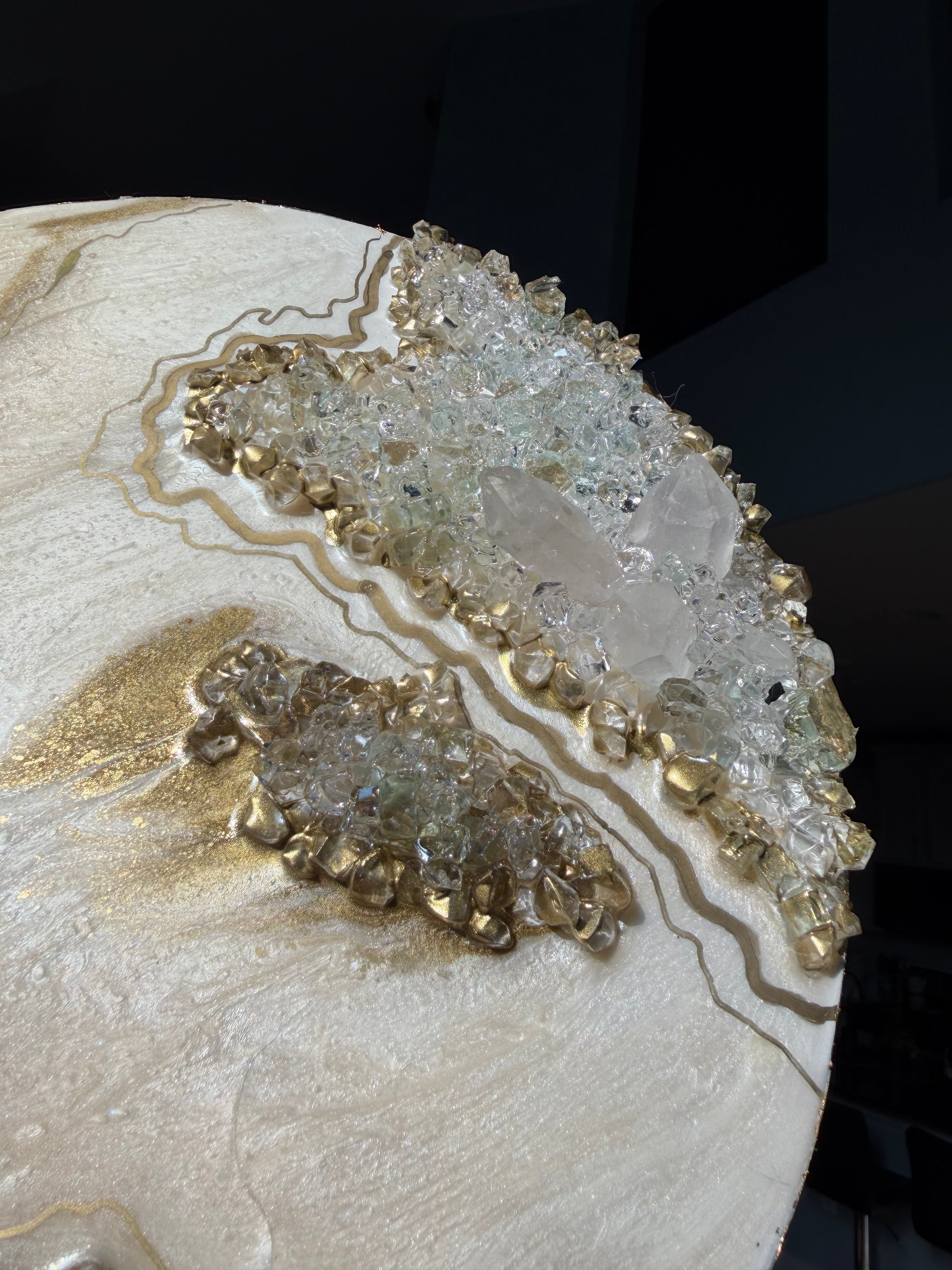 Golden Crystal Mini | 12" Quartz Crystal Resin Wall Art Inspired by Golden Hour Light
