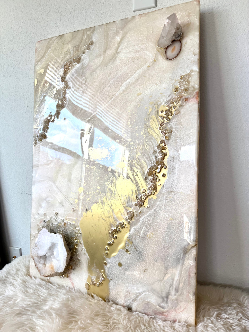Asteria | 24" x 36" Luxury Crystal & Geode Resin Wall Art