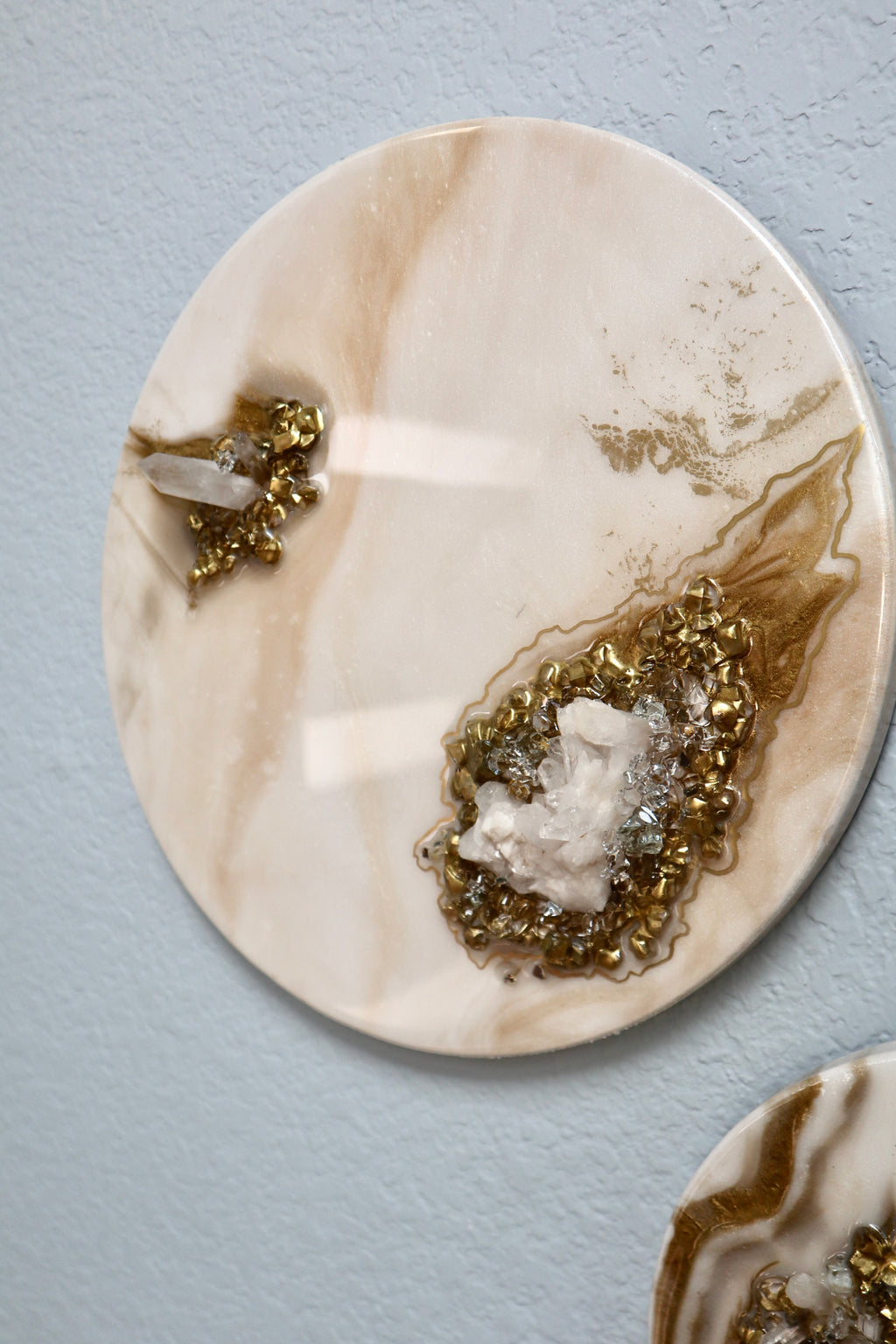 Mini Crystal Quartz Trio Wall Art Set | Handmade Resin Geode Panels