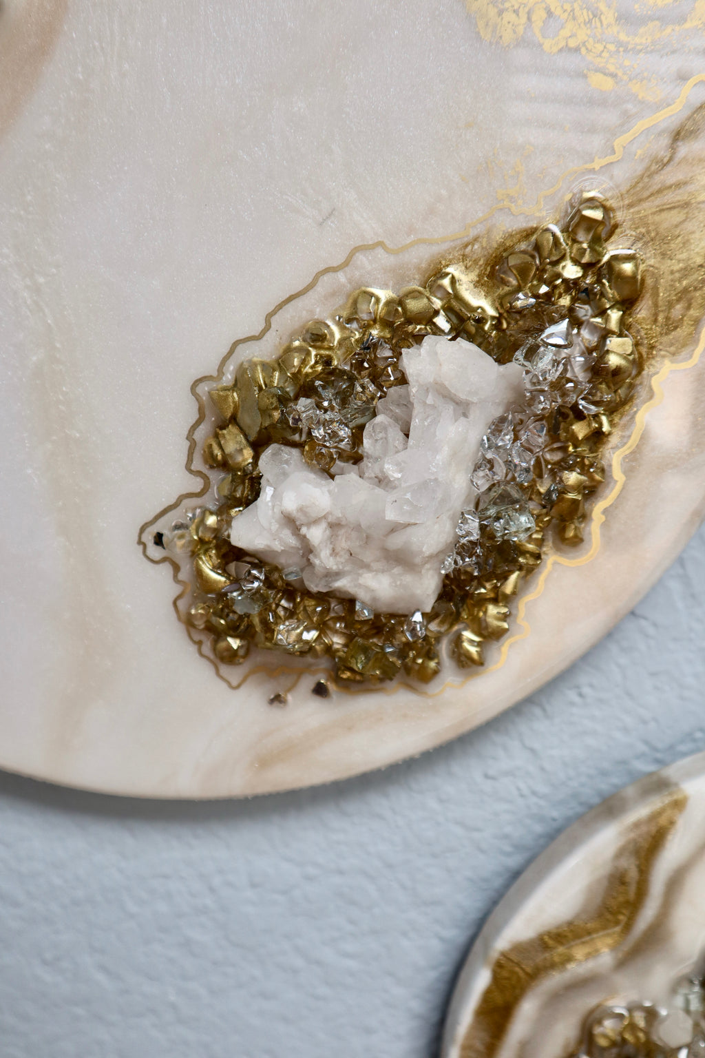 Mini Crystal Quartz Trio Wall Art Set | Handmade Resin Geode Panels