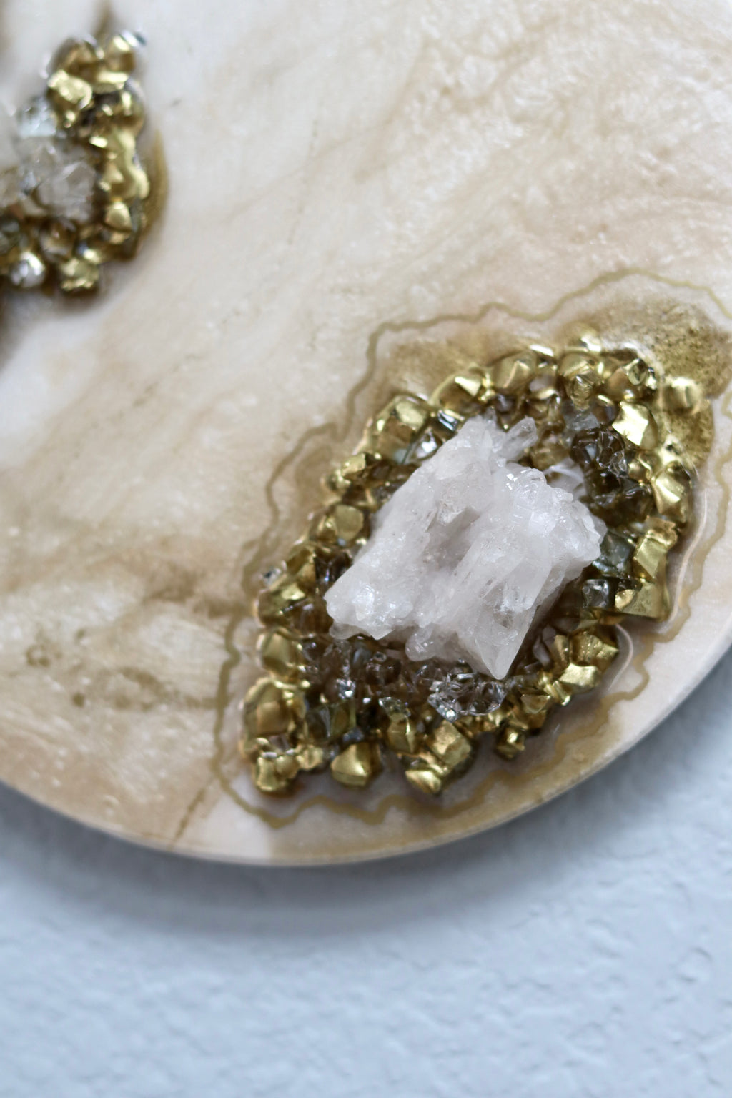 Mini Crystal Quartz Trio Wall Art Set | Handmade Resin Geode Panels