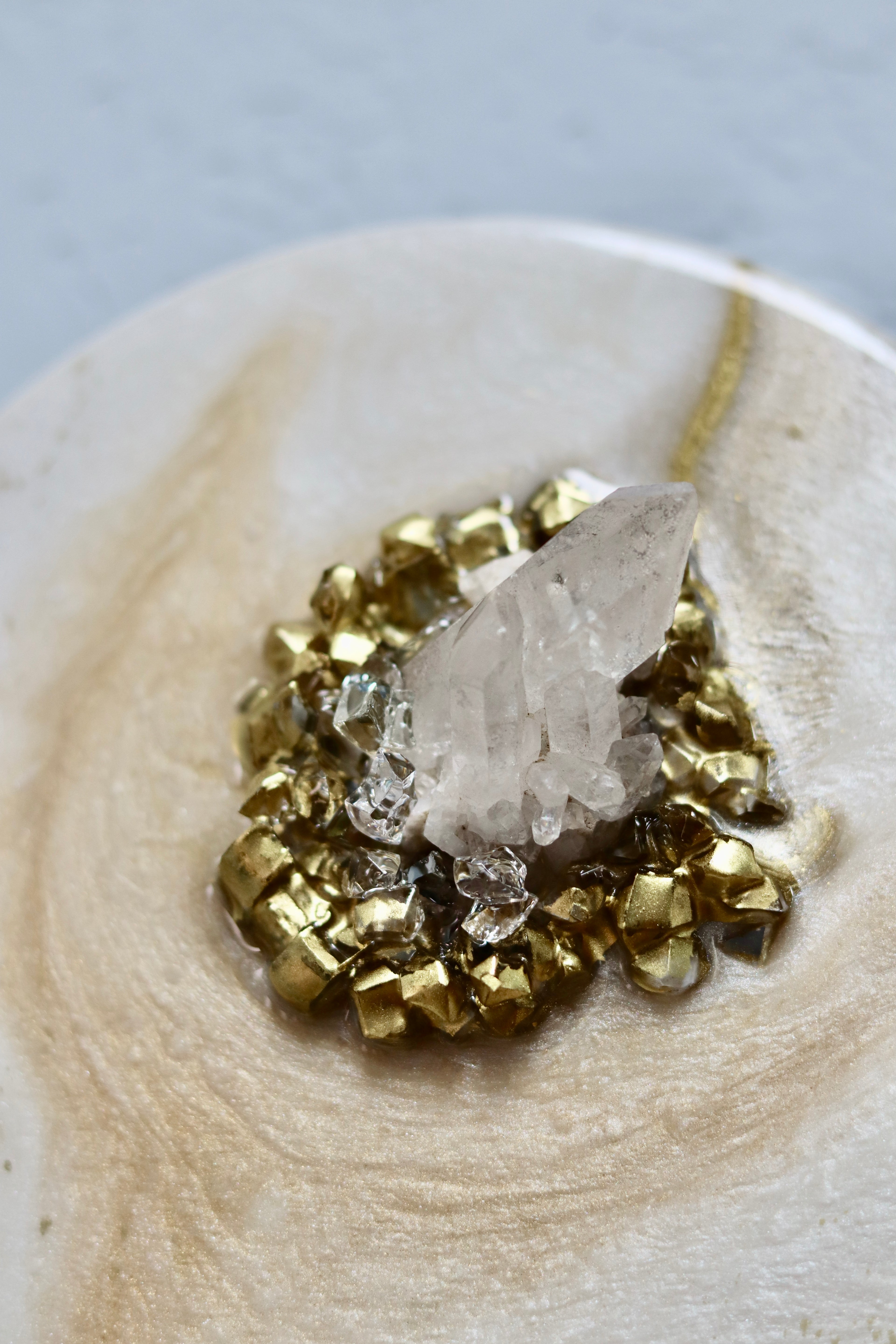 Mini Crystal Quartz Trio Wall Art Set | Handmade Resin Geode Panels