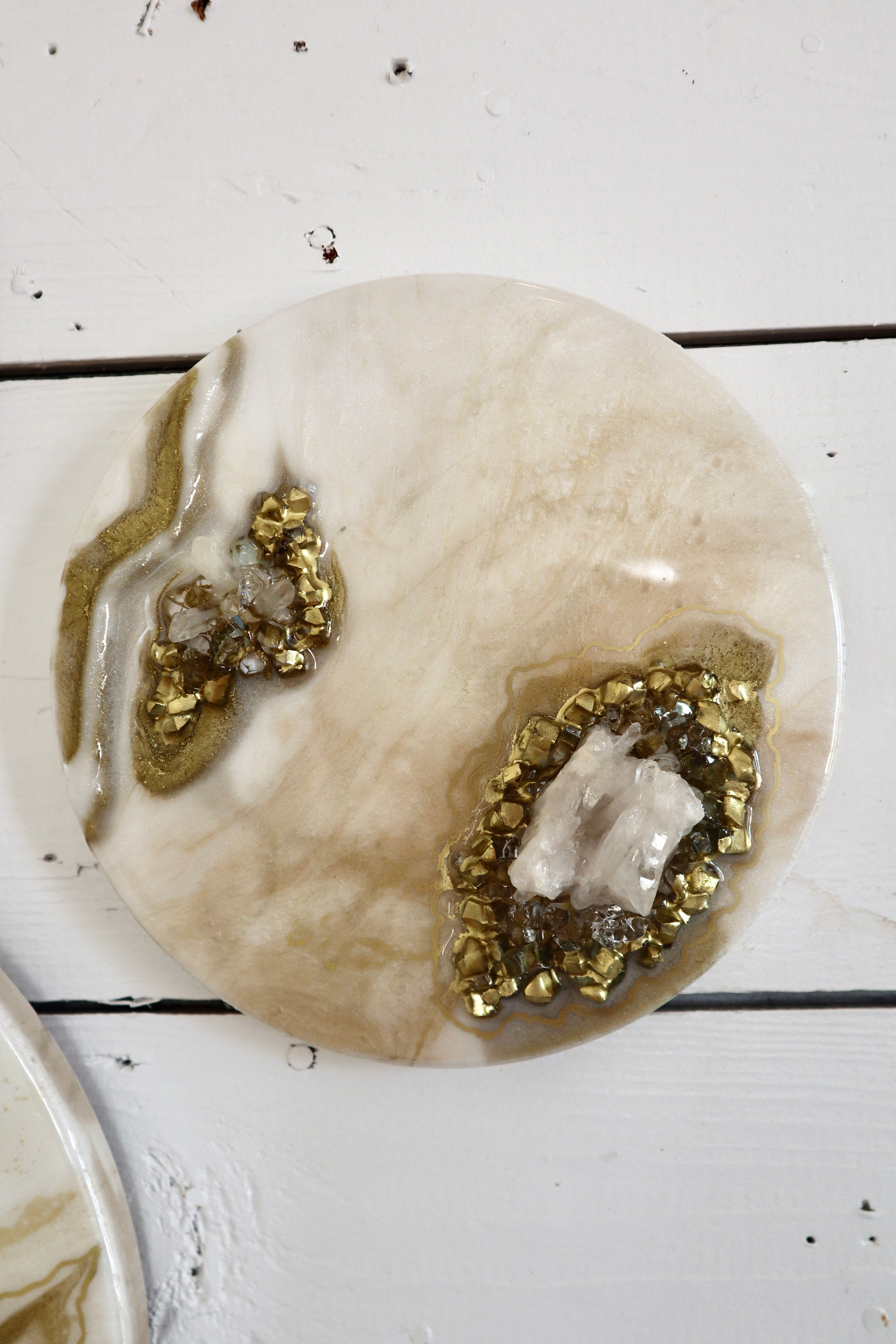 Mini Crystal Quartz Trio Wall Art Set | Handmade Resin Geode Panels
