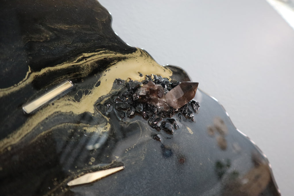 Black Geode Smokey Quartz Clock | Luxury Resin Wall Clock | Crystal Wall Art