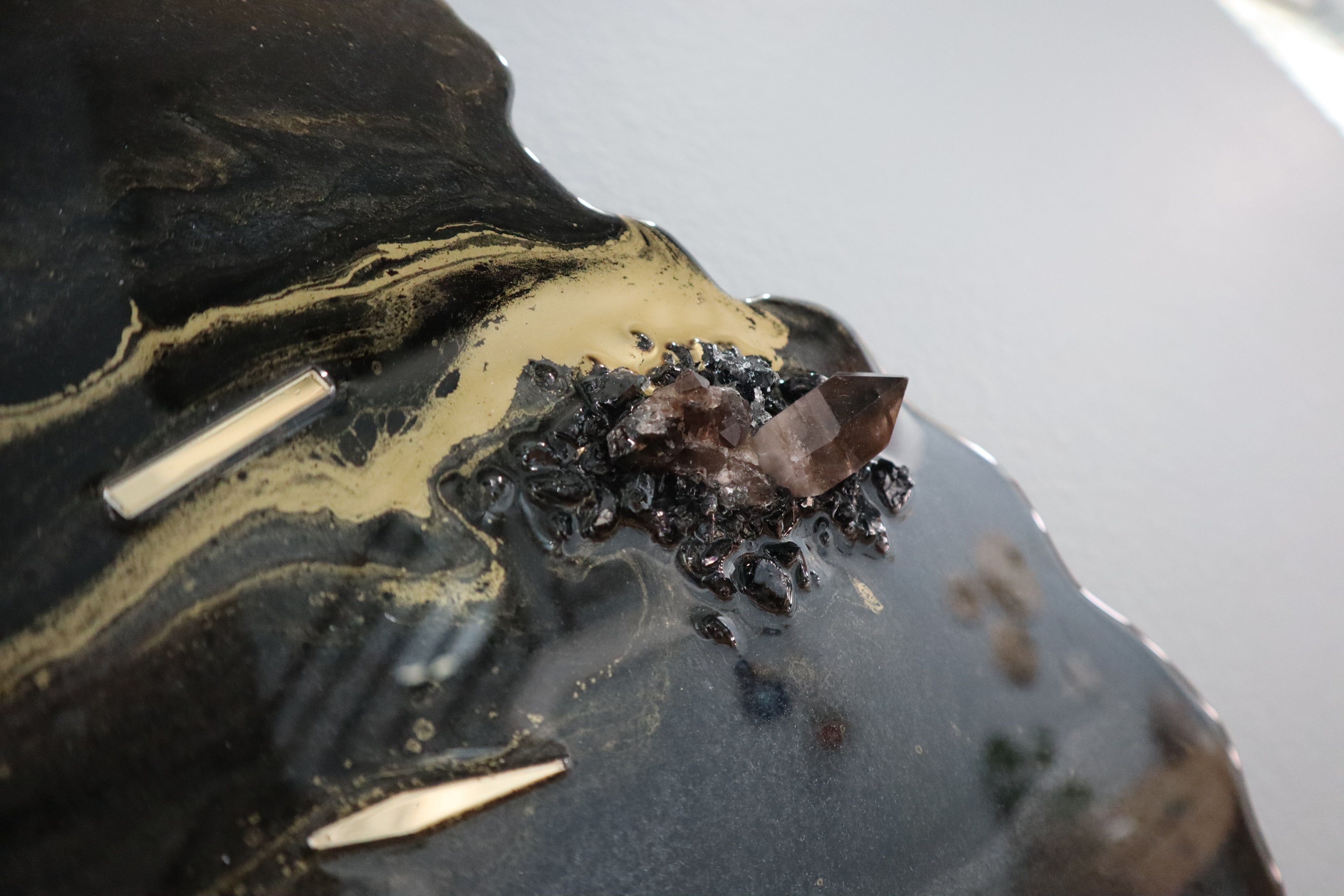 Black Geode Smokey Quartz Clock | Luxury Resin Wall Clock | Crystal Wall Art