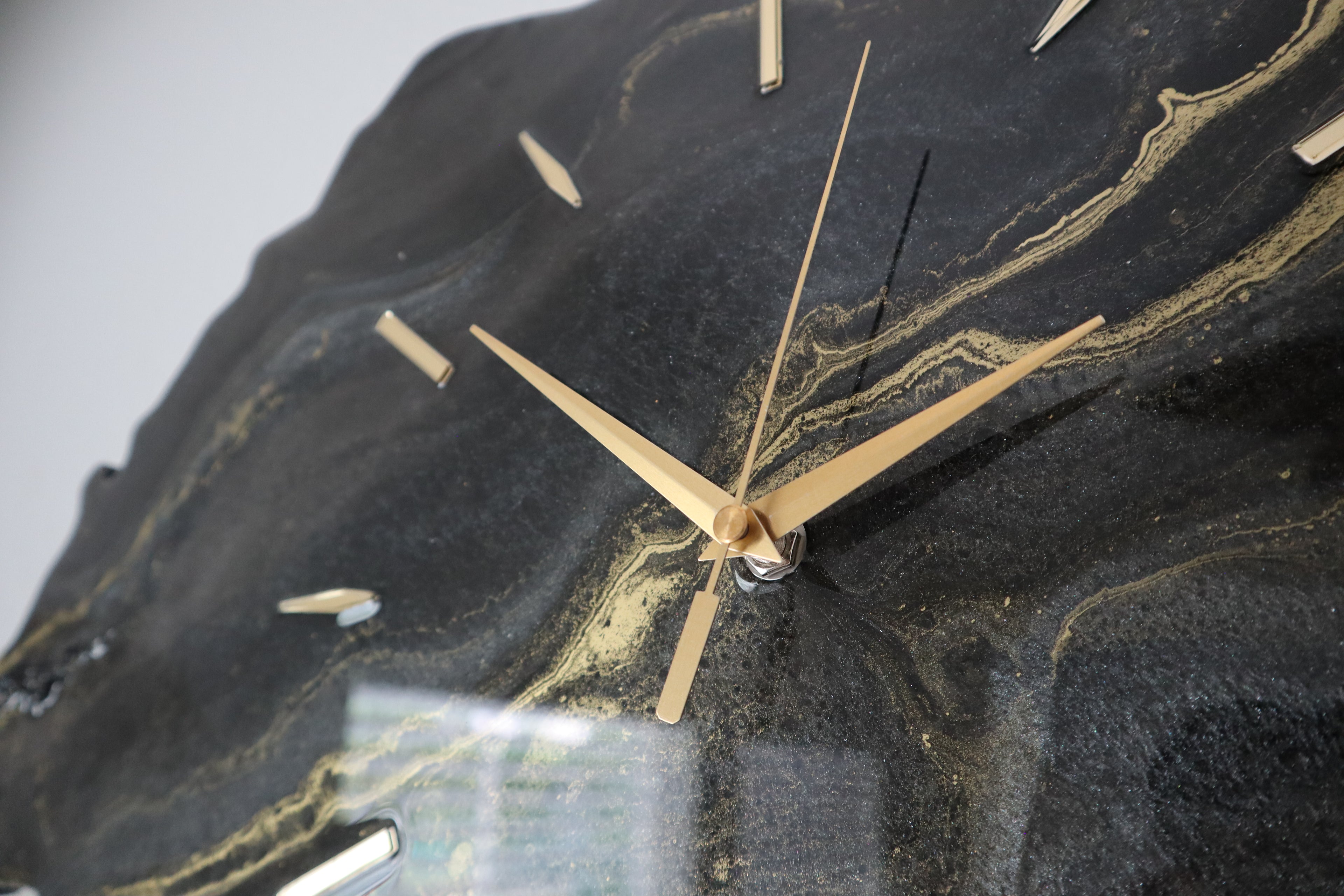Black Geode Smokey Quartz Clock | Luxury Resin Wall Clock | Crystal Wall Art