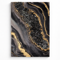 Smoky Quartz Luxe Resin Wall Art – Black Crystal & Gold Statement Panel