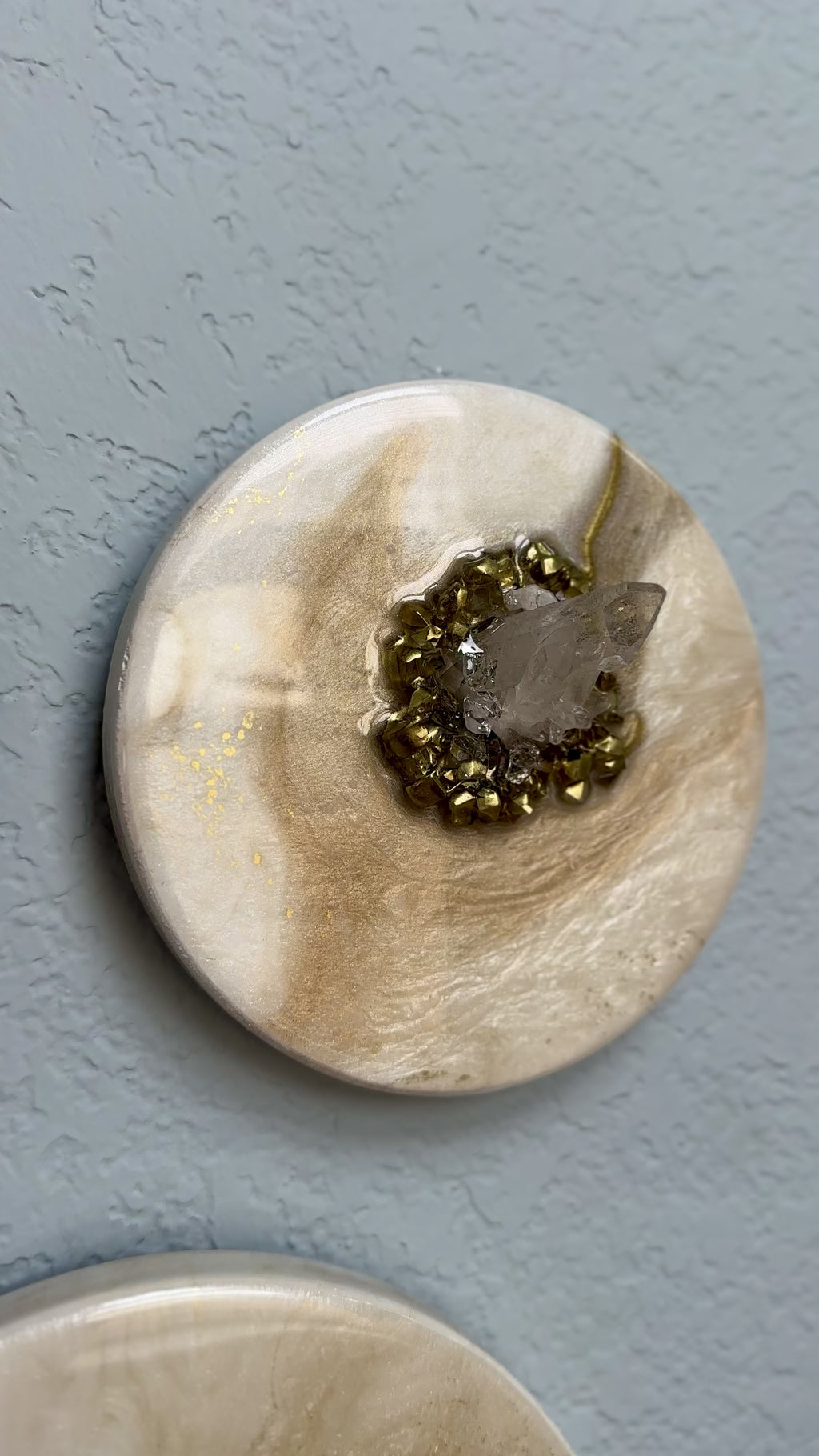 Mini Crystal Quartz Trio Wall Art Set | Handmade Resin Geode Panels