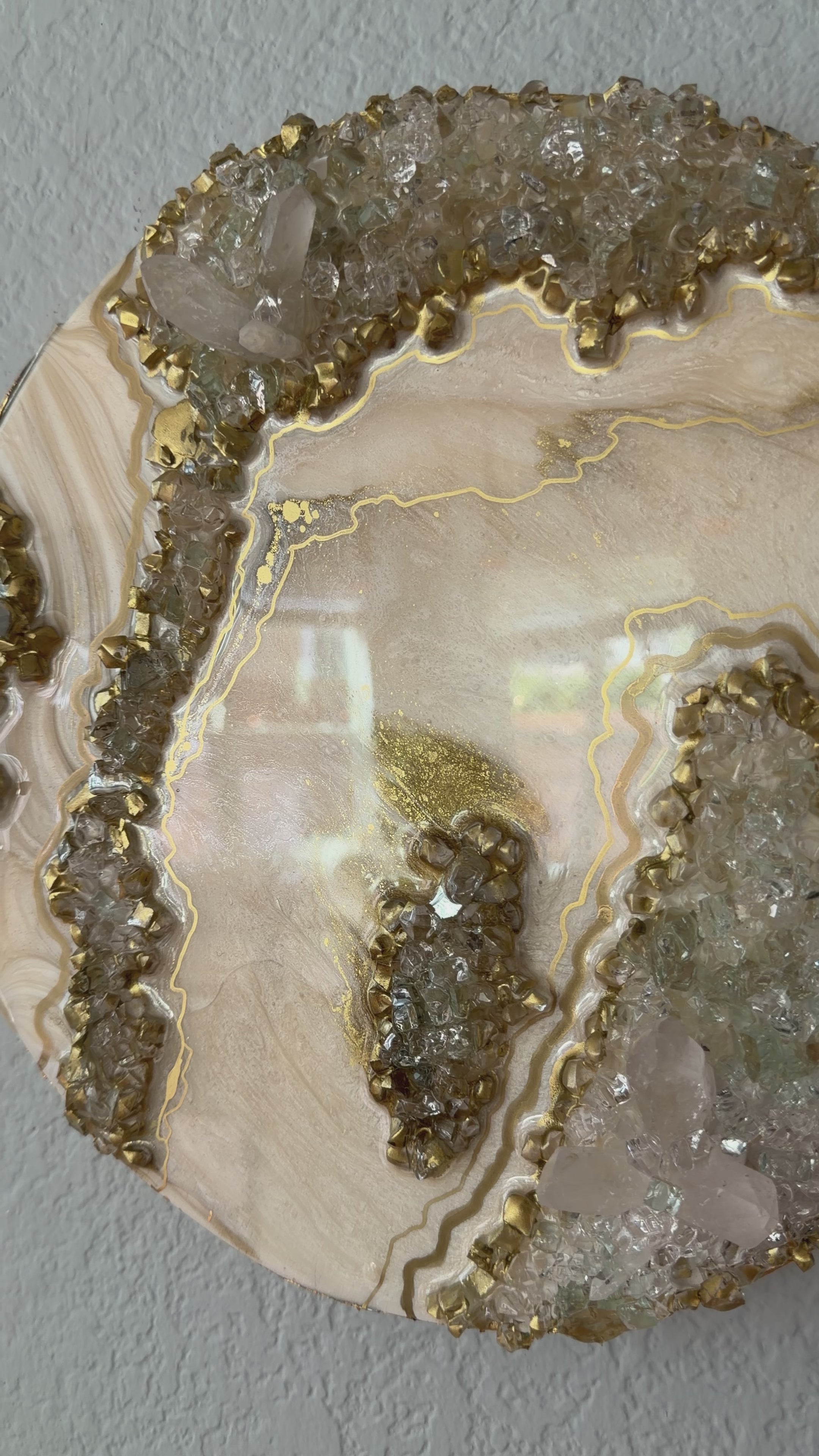Golden Crystal Mini | 12" Quartz Crystal Resin Wall Art Inspired by Golden Hour Light